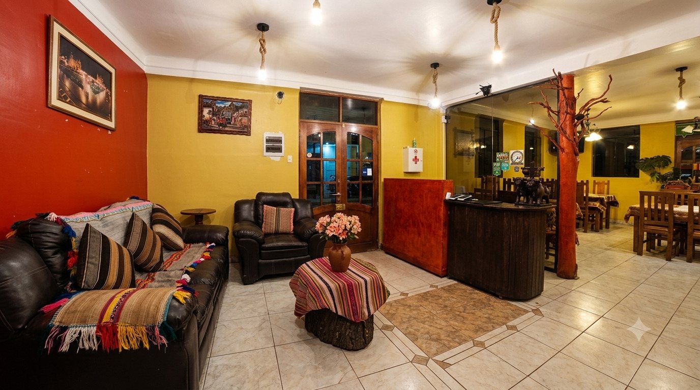 Sala de estar, recepción y comedor del hotel